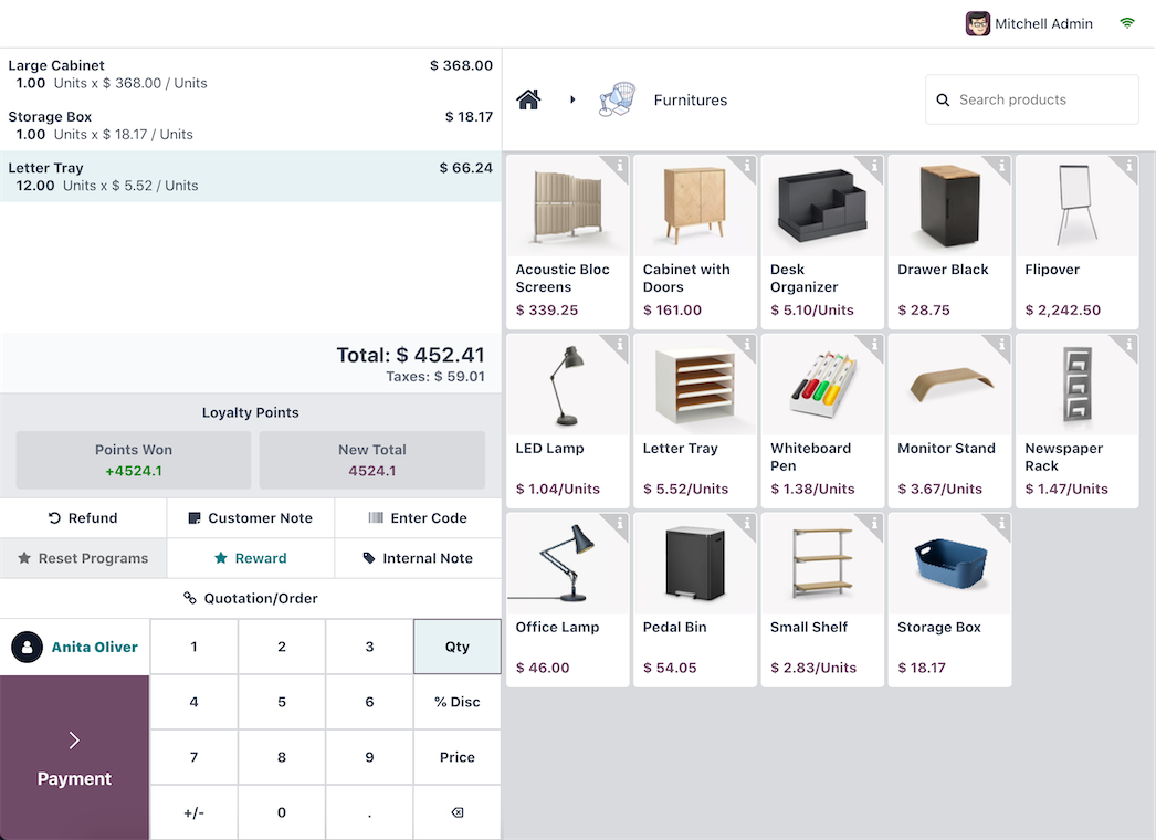 واجهة Odoo لنقطة البيع